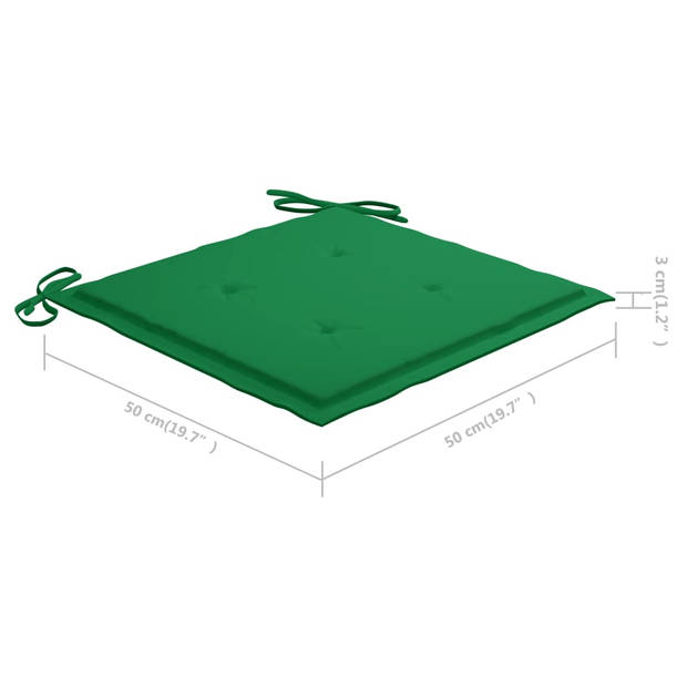 vidaXL Tuinstoelen 6 st met groene kussens massief teakhout