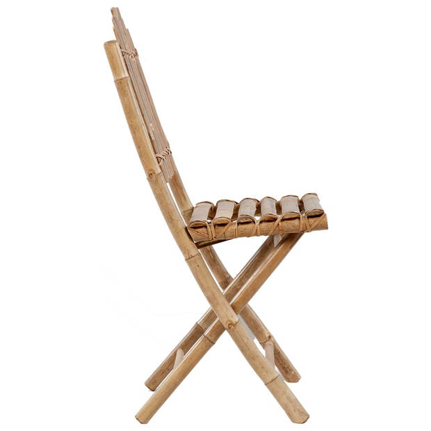 The Living Store Buitenstoelen Bamboe - Set van 2 - Antraciet kussen - 50x42x92cm - Inklapbaar