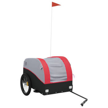 vidaXL Fietstrailer 45 kg ijzer zwart en rood