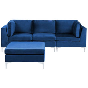 Beliani EVJA - Modulaire Sofa-Blauw-Fluweel