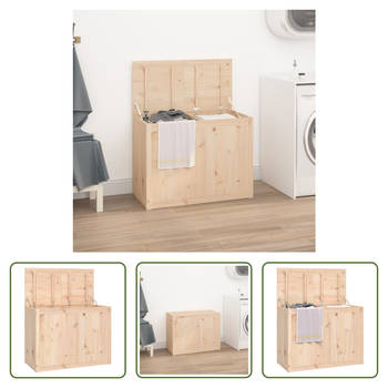 The Living Store Wasmand Grenenhout - 88.5 x 44 x 66 cm - Natuurlijke charme en opbergruimte