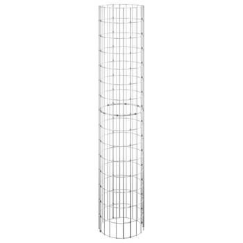 "The Living Store Gabion Paal - Ronde - 30 x 150 cm - Zilver - Gegalvaniseerd staal"