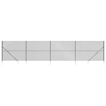 The Living Store Gaashek Antraciet - 1.6 x 10 m - PVC-coating - Stalen draad - Duurzaam en flexibel - Inclusief
