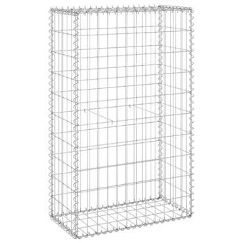 The Living Store Gabion Mand - Staal - 60x30x100cm - Gegalvaniseerd - Zilverkleurig - Hoog draagvermogen