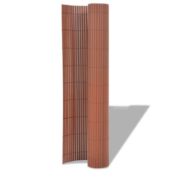 The Living Store Tuinhek PVC - 90 x 500 cm - bruin - weerbestendig - verstelbaar