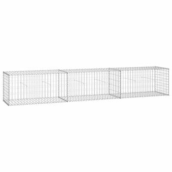 The Living Store Gabion Mand 300x50x50 cm - Zilver - Gegalvaniseerd Staal