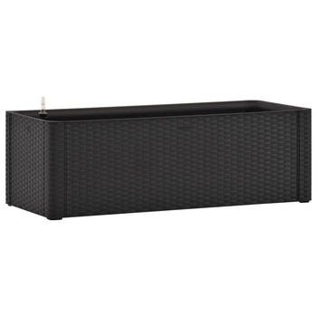 The Living Store Zelfwatergevende Tuinbak - 100 x 43 x 33 cm - Rattan-look - Antraciet - 90L