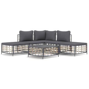 The Living Store Hoekbank Loungeset - Antraciet - Poly rattan - 72 x 72 x 66 cm - Weerbestendig materiaal