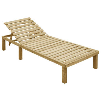 The Living Store Loungebed Tuin - Hout - Verstelbare rugleuning - 200x70cm - Rood kussen
