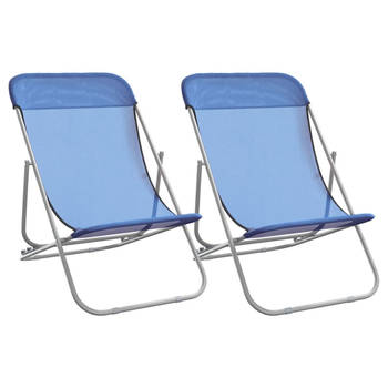 The Living Store Opvouwbare Strandstoelen - Blauw - 83 x 57.5 x 81 cm - Duurzaam materiaal - Verstelbaar - Stabiel