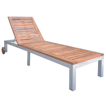 The Living Store Ligbed Houten Tuin - 207x70cm - 4 standen verstelbaar