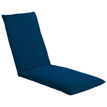 The Living Store Opvouwbare Loungebed - Marineblauw - 175 x 56 x 100 cm - Verstelbaar - Waterbestendig