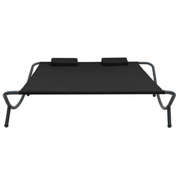 The Living Store Ligbed - Oxford Stof - 200x173x45 cm - Zwart