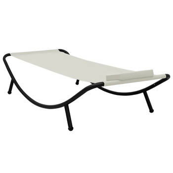 The Living Store Loungebed - Nvt - Tuinmeubelen - 200 x 90 x 40 cm - Crèmewit