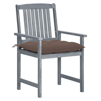 The Living Store Acacia Wood Outdoor Chair Set - Greywash - 61x57x92 cm - Includes 8 Chairs and Cushions