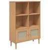 vidaXL Boekenkast SENJA rattan-look 90x35x130 cm grenenhout bruin