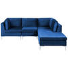 Beliani EVJA - Modulaire Sofa-Blauw-Fluweel