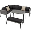 tectake® - Wicker lounge Pula met aluminium frame - grijs - 404792