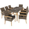 tectake® - Wicker tafel Foggia met 8 tuinstoelen Rosarno - natuurkleur - 404862