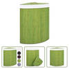 The Living Store Bamboe Hoekwasmand Groen - 52.3 x 37 x 65 cm - 60 L - Uitneembare voering - Handvat op deksel -