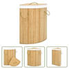The Living Store Bamboe Hoekwasmand - 52.3 x 37 x 65 cm - 60 L - Uitneembare stoffen voering - Milieuvriendelijk