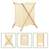 The Living Store Inklapbare Wasmand - Cederhouten Frame - Beige - 42 x 41 x 64 cm