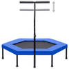 The Living Store Fitnesstrampoline - 122 cm - Zeshoek - Stalen frame - Anti-slip PP mat - T-stanggreep - 42