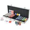 The Living Store Poker Set - Casino Dobbelstenen - Kaartspellen - 500 Laser Chips - Aluminium Koffer - 55.5 x 20.5 x