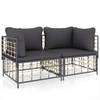 The Living Store Hoekbank - Antraciet - Poly Rattan - 72x72x66 cm - Weerbestendig - Stabiel Frame - Comfortabele