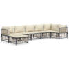 The Living Store Loungeset - Antraciet - Poly Rattan - Modulair Design - Weerbestendig - Staal Frame - Comfortabele