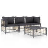 The Living Store Loungeset - Antraciet poly rattan - Modulair ontwerp