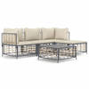 The Living Store Loungeset Antraciet - Poly Rattan - Hoekbank 72x72x66 cm - Met kussens