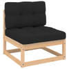 The Living Store Loungeset Grenenhout - 3x Middenbank - Antraciet kussen - 70x70x67cm