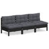 The Living Store Sofa Outdoor - Massief grenenhout - Zwart - 63.5 x 63.5 x 62.5 cm