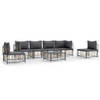 The Living Store Lounge Set - Antraciet poly rattan - Hoekbank 72x72x66 cm - Middenbank 72x70x66 cm - Tafel 70x70x34 cm