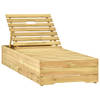 The Living Store Loungebed Tuin - Houten - 198 x 68 x (28 - 75) cm - Verstelbare rugleuning - Inclusief kussen - Crème