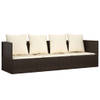 The Living Store Loungebed Polyrattan Bruin - 203x58x56cm - Verstelbaar - Inclusief kussens