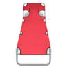 The Living Store Ligbed Kreta - Tuinmeubelen - 189x58x27 cm - verstelbare rugleuning - rood