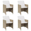 The Living Store Tuinstoelenset - PE rattan - Beige - 52 x 56 x 85 cm - Comfortabele zit