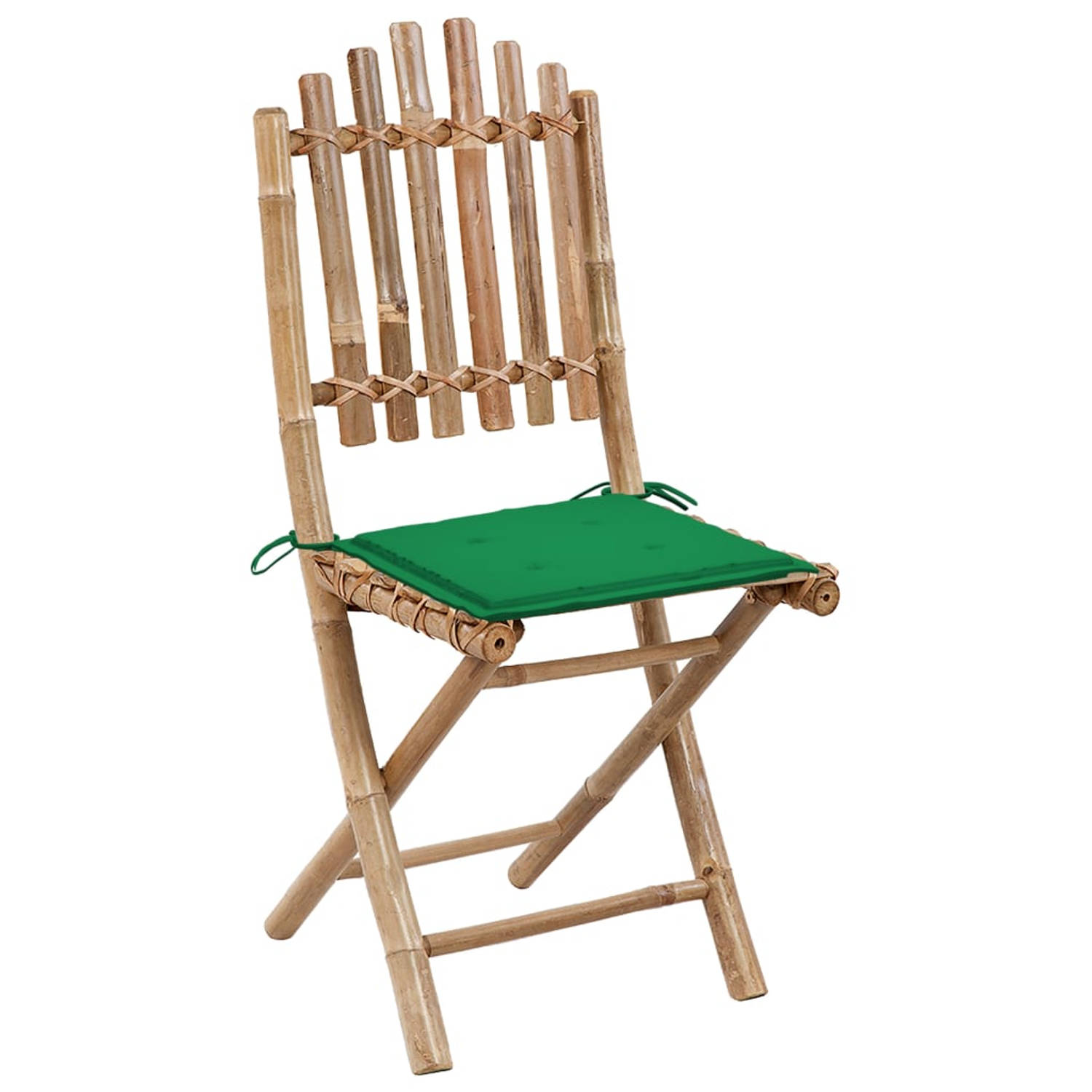 The Living Store Tuinstoelen 2 st inklapbaar met kussens bamboe - Tuinstoel