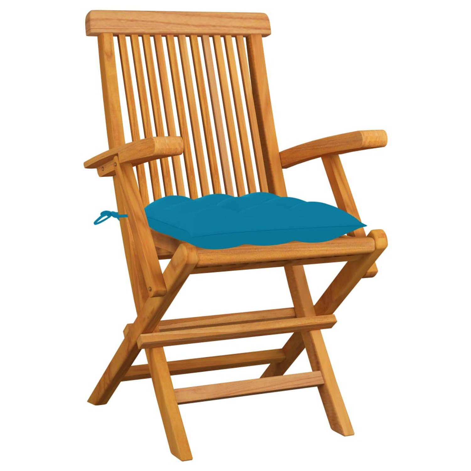 The Living Store Tuinstoelenset - Hout - 6 stoelen - 55x60x89 cm - lichtblauw kussen