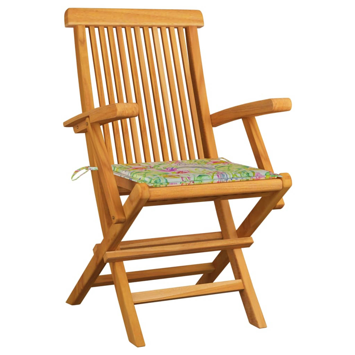 The Living Store Teak Houten Tuinstoelenset - 2 Stoelen - 55 x 60 x 89 cm - Inklapbaar - Met Kussen