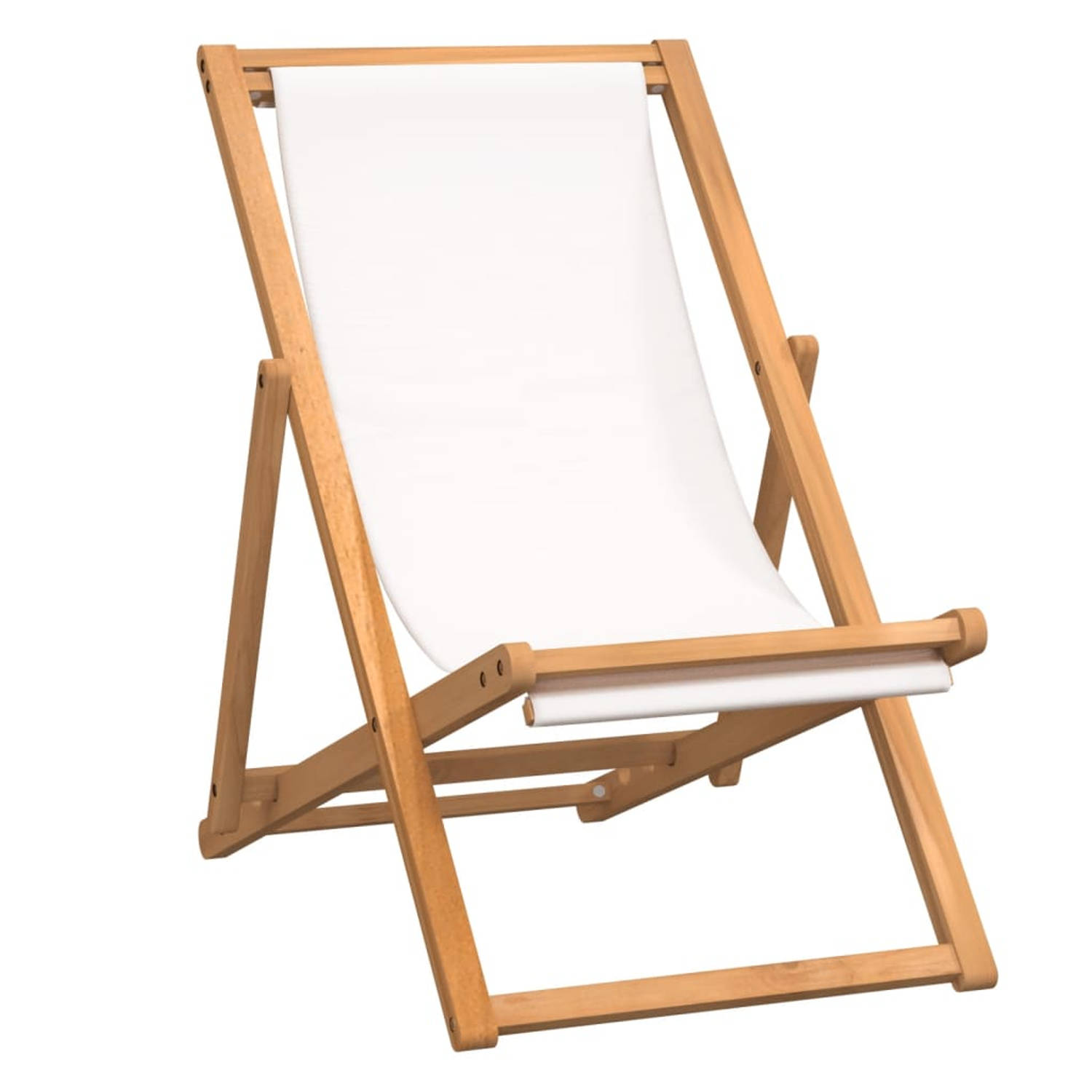 The Living Store Ligstoel 56x105x96 cm teakhout crème - Tuinstoel