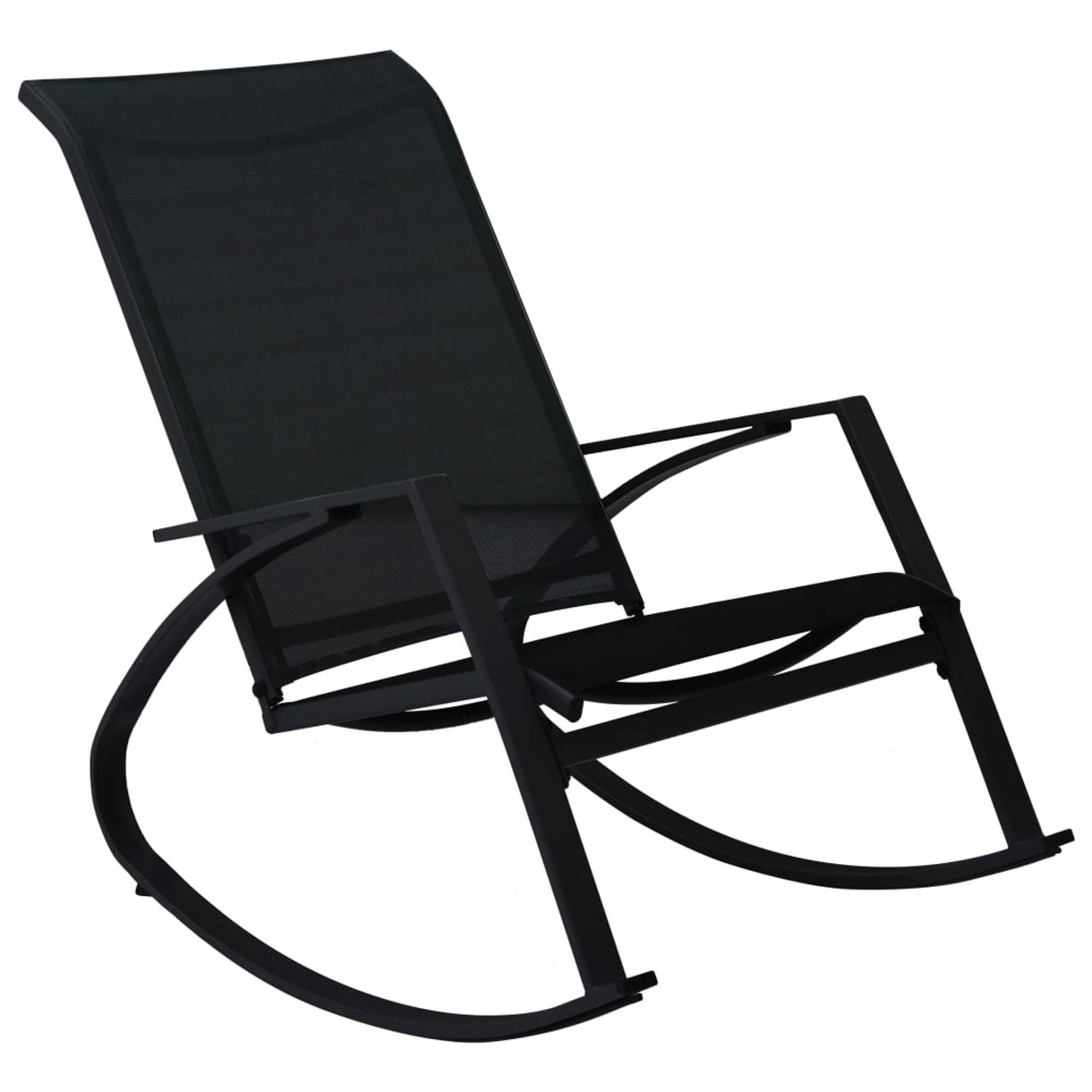The Living Store Schommelstoelenset - Stijlvolle tuinschommelstoelen - 98.5 x 60.5 x 97 cm - Zwart en donkergrijs - Weerbestendig
