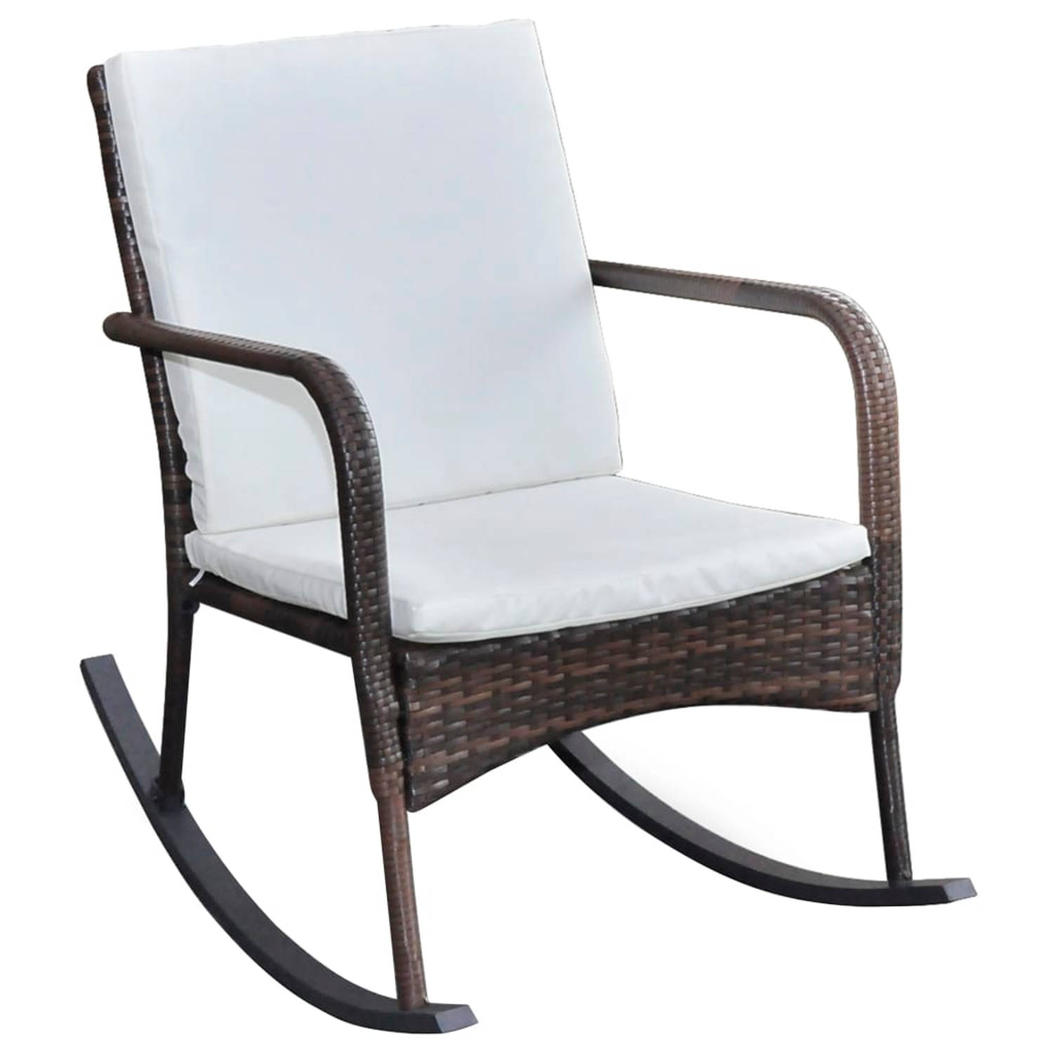 The Living Store Schommelstoel Bruin - 64 x 101 x 91 cm - Weerbestendig PE rattan