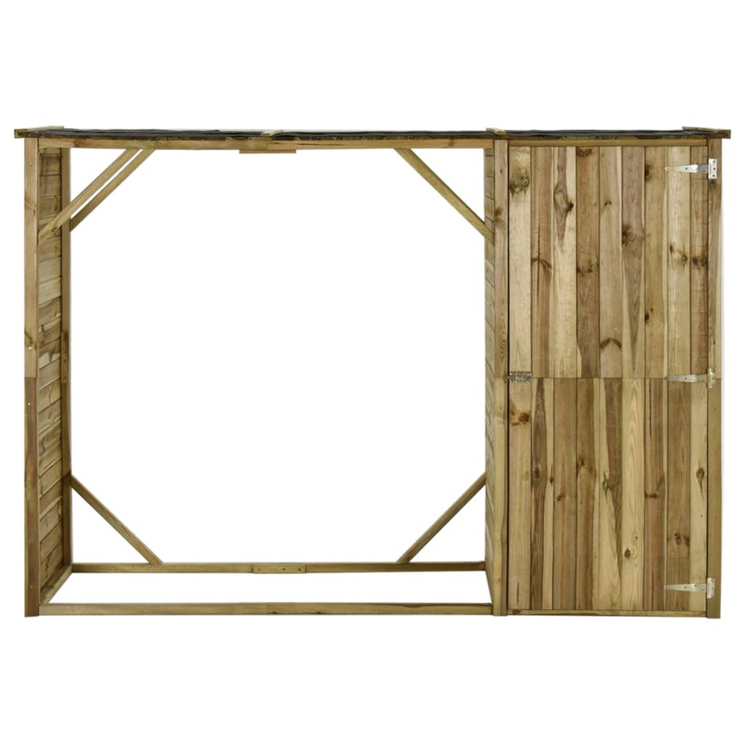 The Living Store Brandhout/gereedschapsschuur - 253 x 80 x 170 cm - Groen grenenhout - Waterdicht dak - Milieuvriendelijk