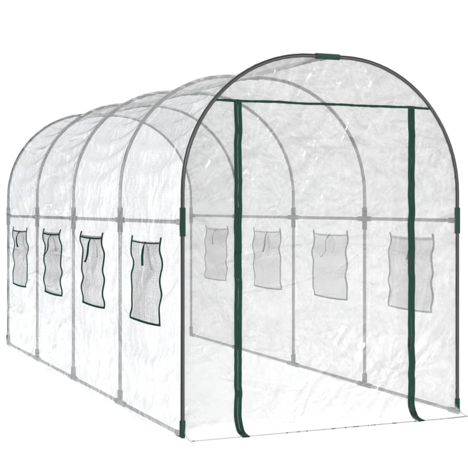 The Living Store Tuinkas - Grote kas 160 x 400 x 190 cm - Stabiel frame - UV-bestendige afdekking - Praktische bescherming voor planten - Oprolbare ramen en voordeur - Handleiding