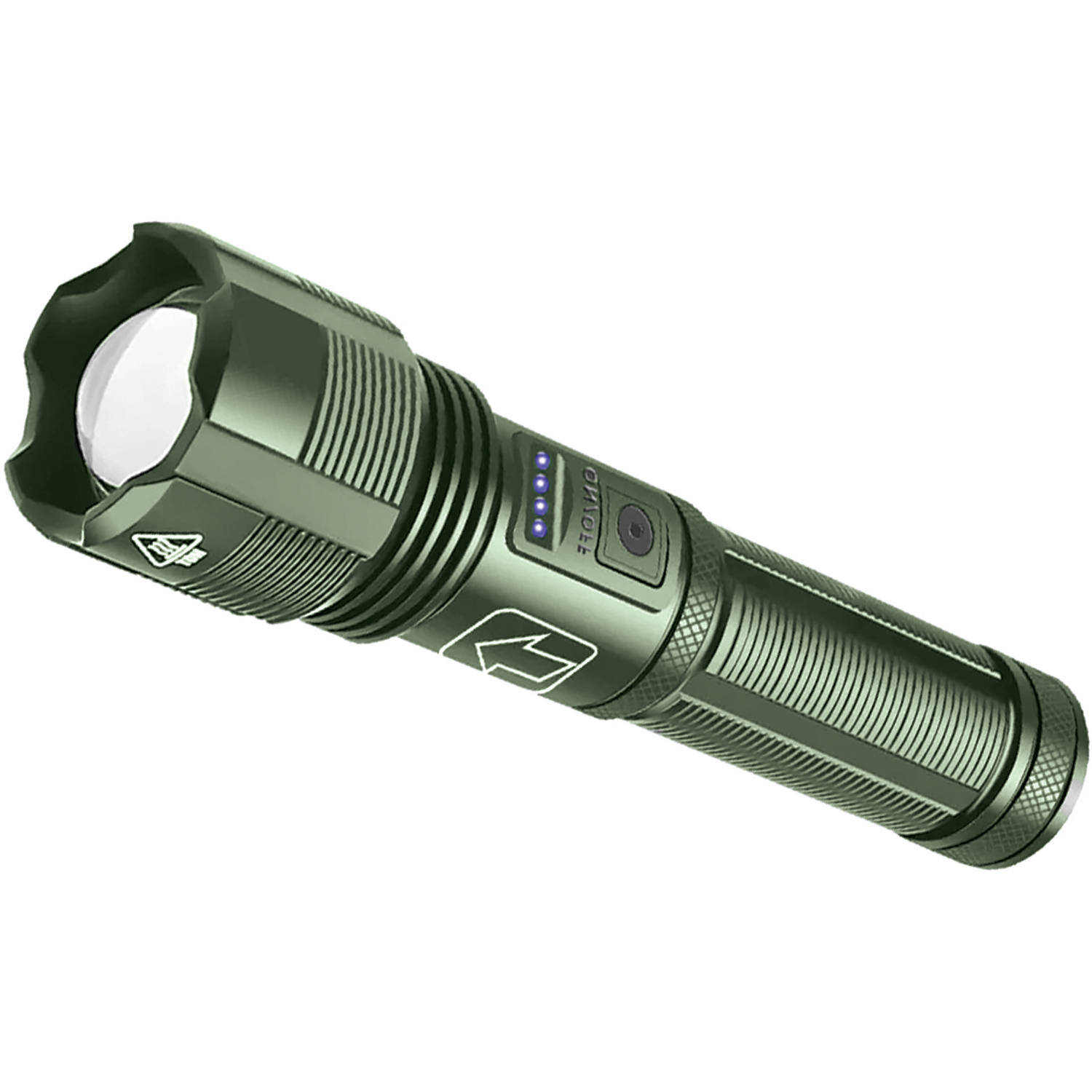 Felle LED Zaklamp - Legergroen - 5 standen flashlight - USB-C Oplaadbaar - Inclusief oplaadbare batterij - AAA batterij