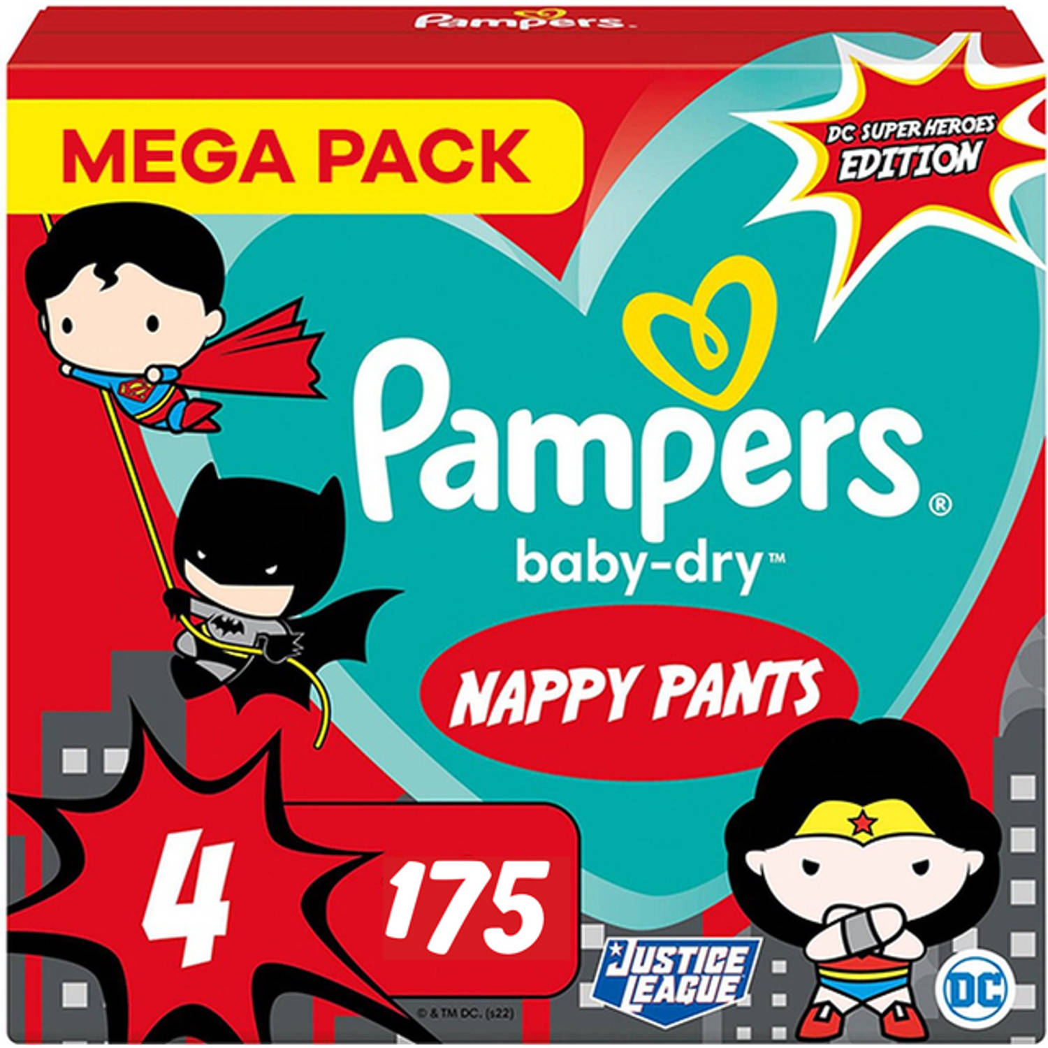 Pampers Baby-Dry Pants - Maat 4 - 175 luierbroekjes (7 x 25) - 9-15 KG - Justice League