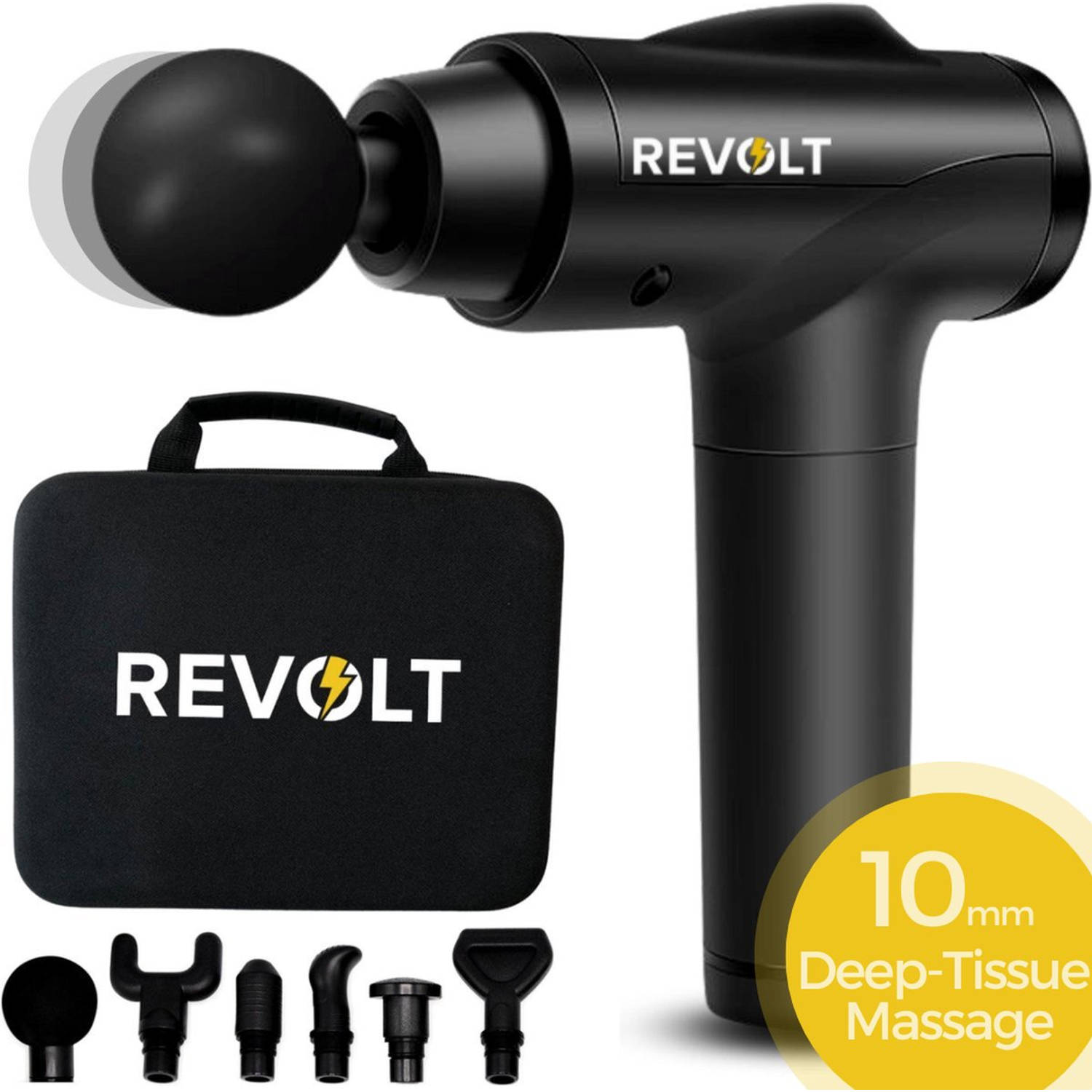 Revolt Massage Gun - 30 Verschillende Snelheden - 6 Opzetstukken - Deep Tissue - Voor Spierherstel - Hoge Amplitude
